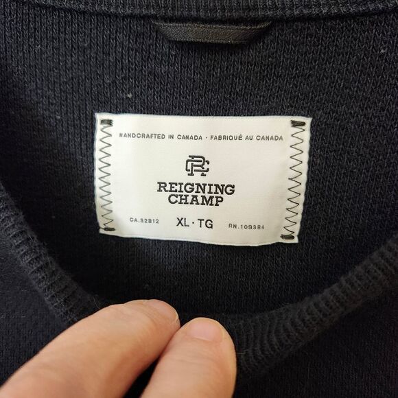 Reigning Champ Black crewneck double knit pullover sweatshirt Sz XLT‎ - Picture 4 of 9